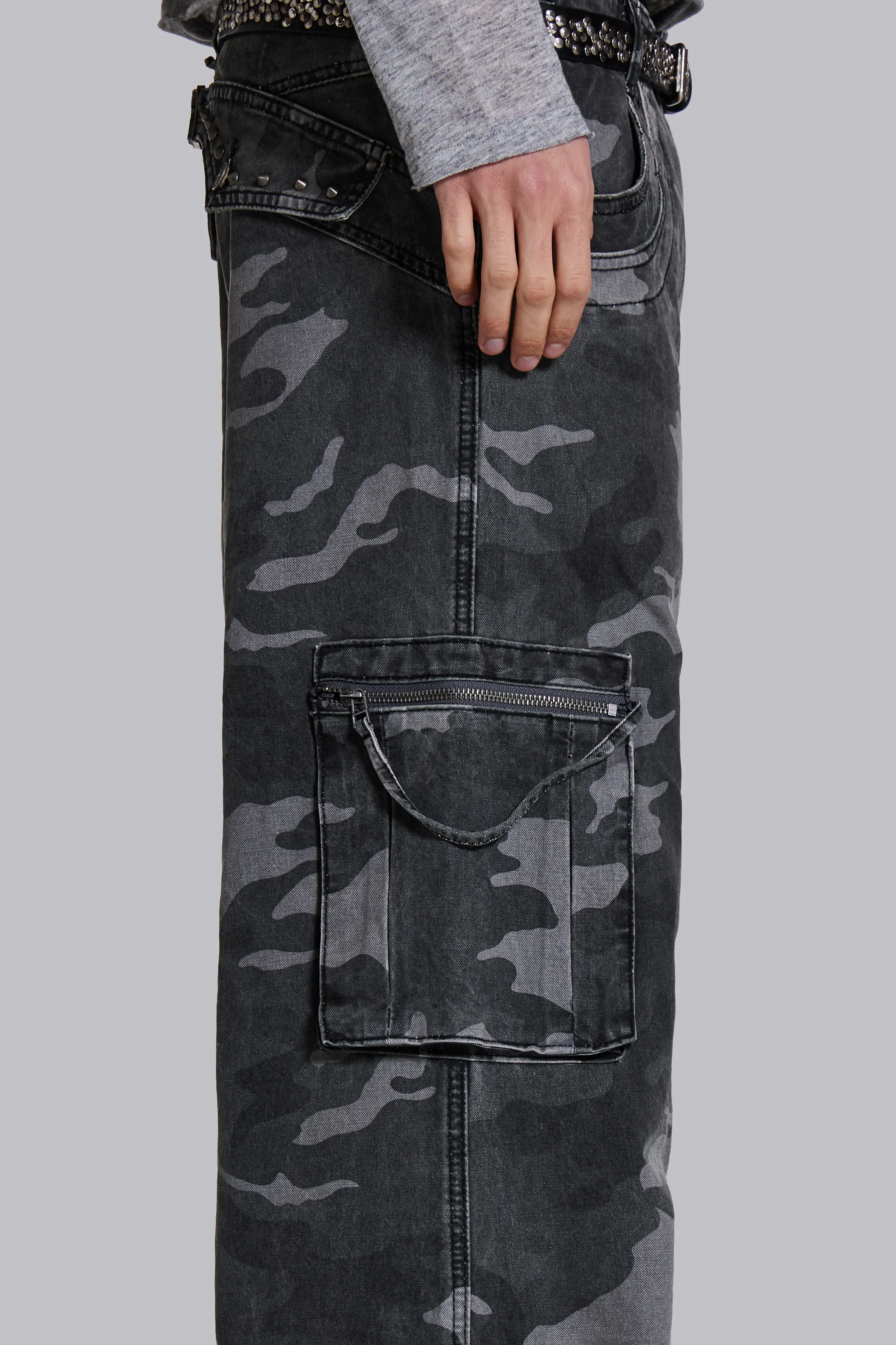 Washed Black Trooper Camo Cargo Pant - Image 14