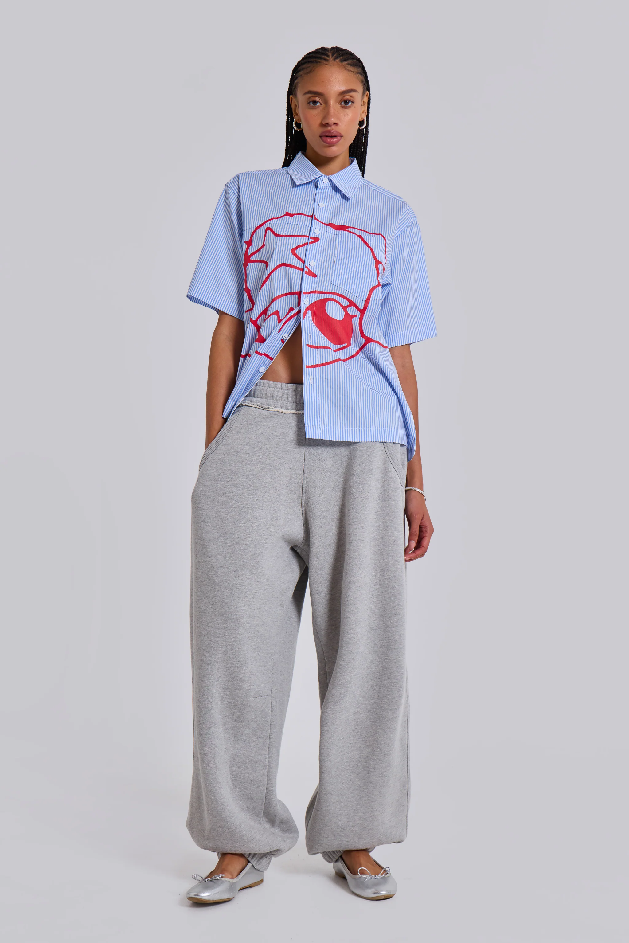 Grey Marl Cuffed Baggy Monster Joggers - Image 7